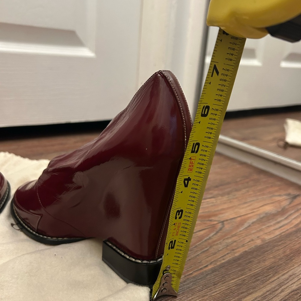 Chloe Deep Red Heeled Boots - Picture 8 of 8